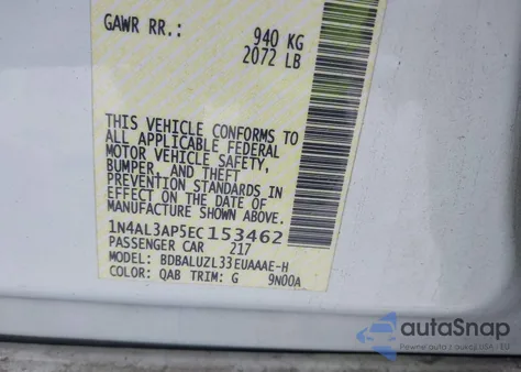 2014 Nissan Altima 2.5 Sv from USA, damaged, VIN 1N4AL3AP5EC153462